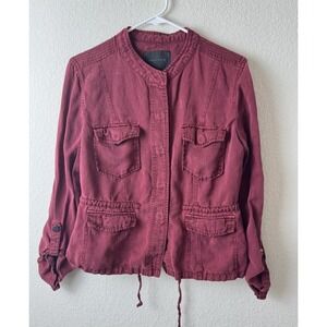 Anthropologie‎ Sanctuary Women's Utility Jacket Sz M Maroon Lyocell Blend Safari